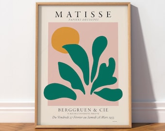 Henri Matisse Papiers Decoupes Poster, Pink Green Leaf Art Print