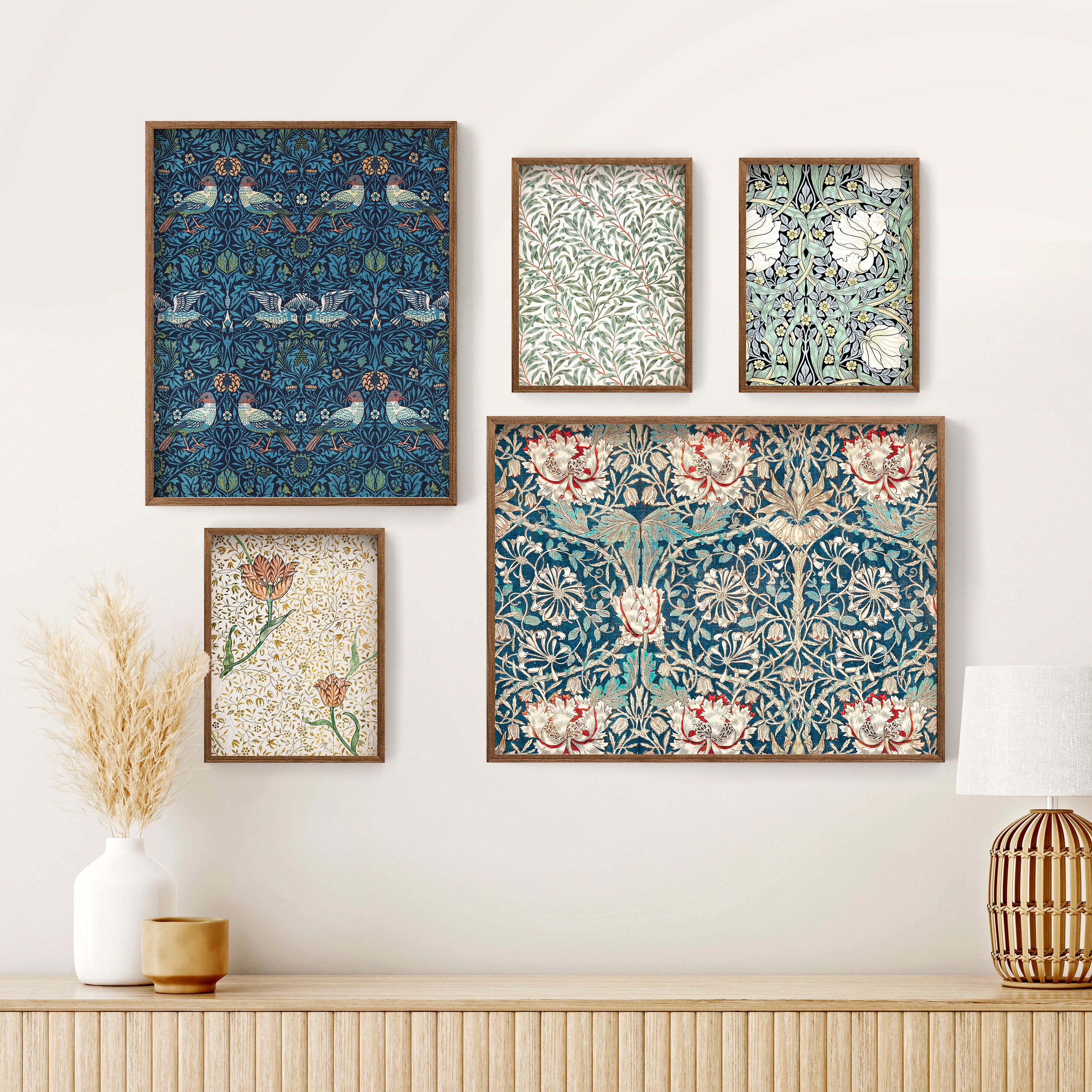 William Morris Gallery Wall Art Prints, Set of 5, Floral Antique