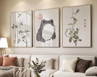 Matsumoto Hoji Frog Art Print Set, Japanese Good Luck Symbol 73