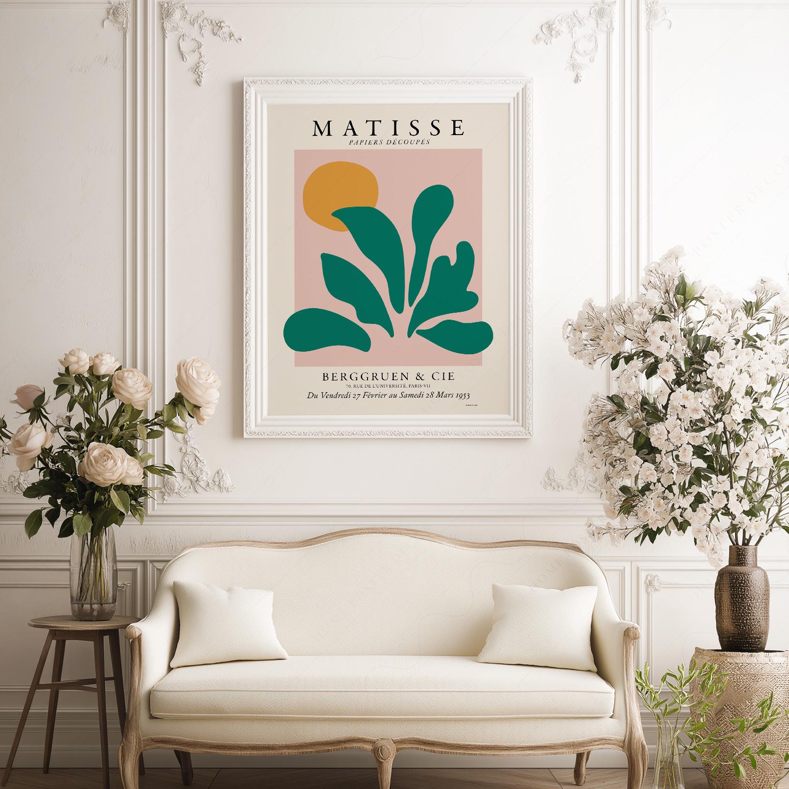 Henri Matisse Papiers Decoupes Poster, Pink Green Leaf Art Print