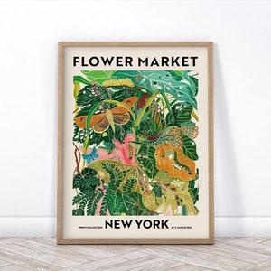 Flower Market Print, New York Poster, Floral Wall Decor, Flower Art Print, Green Garden Print, Leaves Leaf Poster, Plant Art, Modern Style image 7