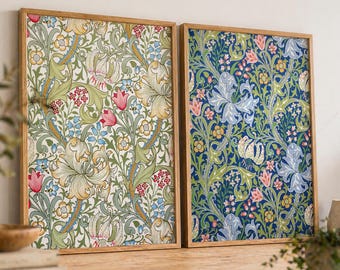 William Morris Wall Art Set of 2, Botanical Floral Prints, Vintage Cottagecore Gallery Wall Decor 6