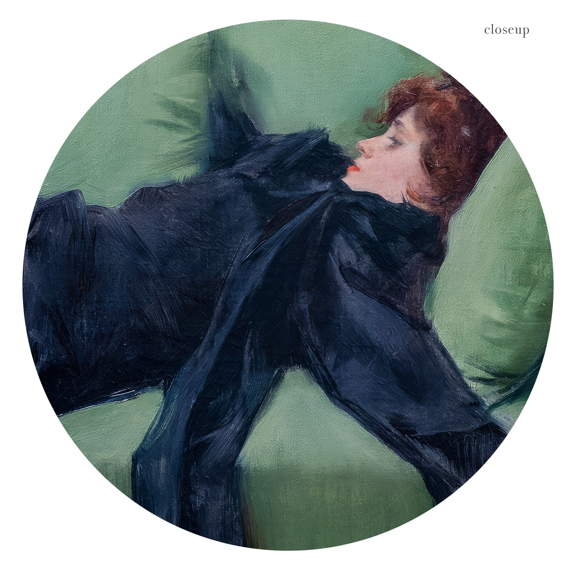 Decadent young woman after the dance Gift for friend Emerald green art Moody vintage portrait Ramon Casas Above sofa art High Quality print