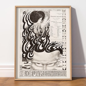 Póster vintage, impresión de Jan Toorop, impresión abstracta, póster del Louvre, arte en blanco y negro, decoración de pared moderna 34 1