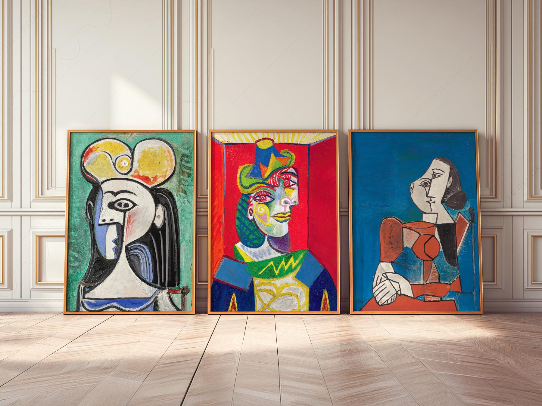 Picasso 飾り Pablo Picasso Prints: Bold Colors, Set of Three, Modern Art