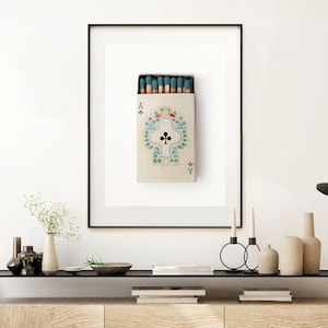Ace of clubs Playing cards, Retro wall art, Aesthetic room, Vintage matchbox photography image 4