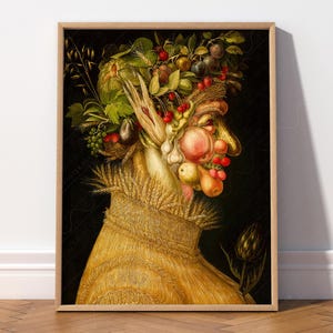 Giuseppe Arcimboldo, Fruits Print, Vegetables Art, Flowers Print, Gift Idea, Italian Painter, Summer Portrait, Vintage Wall art