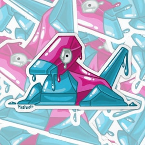 Melting Porymon // 4in Glossy Vinyl Sticker