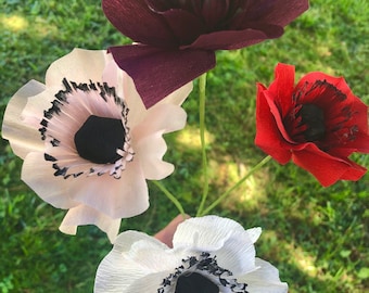 Handmade Crepe Paper Anemones- Paper Flowers for Weddings