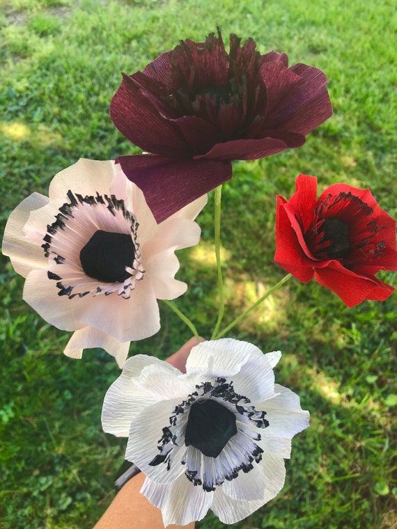 Handmade Crepe Paper Anemones Paper Flowers for Weddings Etsy