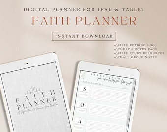 Christian Digital Planner - Faith Planner - Digital Download - Bible Study Resources - Church Notes - Tablet & Ipad