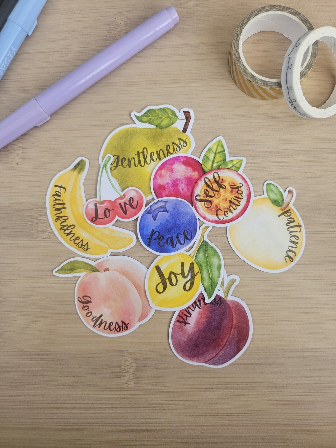 FRUIT of the SPIRIT Sticker Pack - Christian Bible Verse Stickers ...