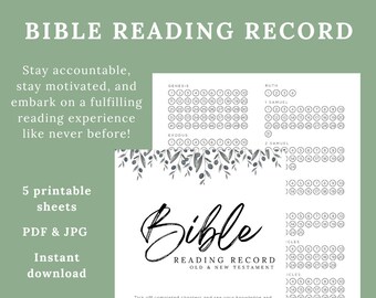 BIBLE READING RECORD - Digital Download - bible resource - Church Resources