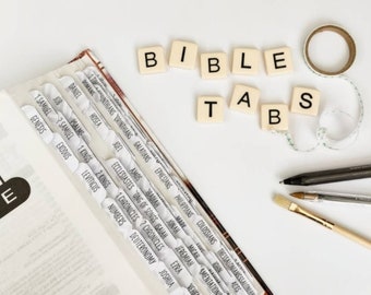 Bible Tabs - Books of the bible tabs - Personalise your bible - Colourful or black & white tabs