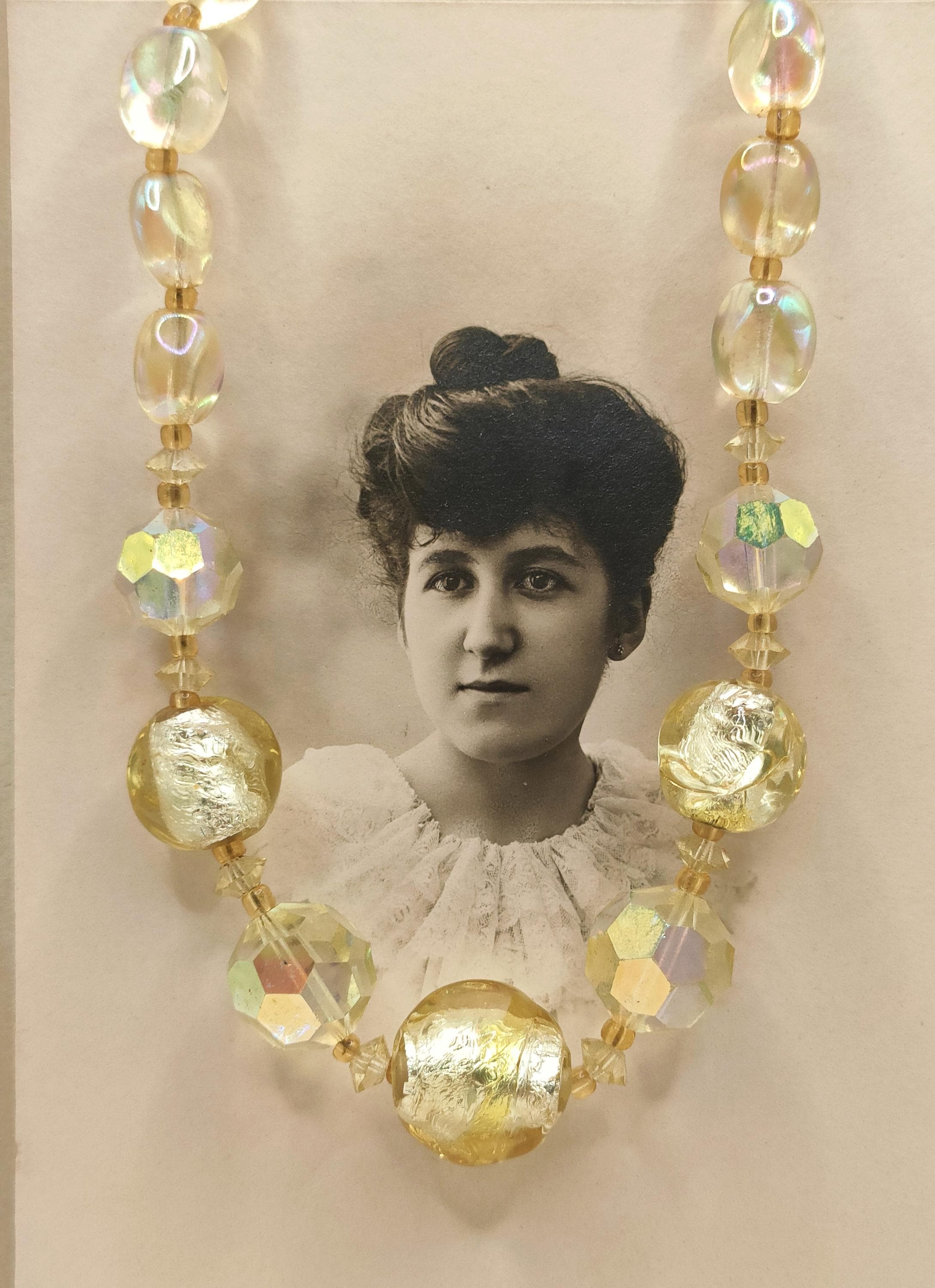Collier Vintage Perles Murano Dorées - Bijou Ancien | Collier De Perles Couleur Doré