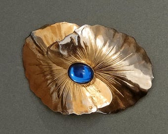 Belle Broche Vierge Marie Plaqué Or, Style Art Nouveau Vers 1900 - Très Bon état