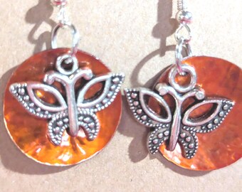 Orange Butterfly Earrings