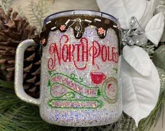 Glitter North Pole Mug: 3D Drip Hot Cocoa Cup