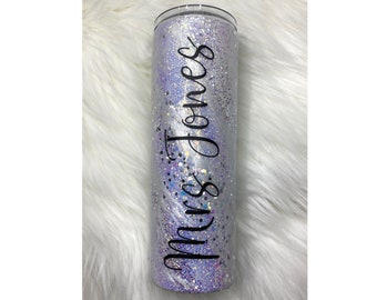 Glitter Swirl Tumbler, White Glitter Tumbler, Bride Sparkle Cup, Mrs Tumbler, Bride Tumbler, White Sparkle Cup, Glitter Marble Tumbler