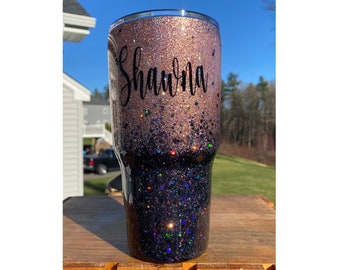 Rose Gold Glitter Tumbler, Black Glitter Cup, Sparkle Tumbler, Glitter dipped Mug, Ombre Glitter tumbler, Personalized Glitter tumbler