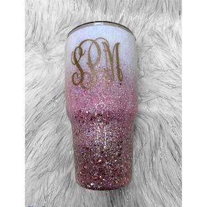Pink Glitter Tumbler, Rose Gold Tumbler, Pink Sparkle Mug, Ombre Glitter Cup, Personalized Glitter Tumbler, White Glitter Tumbler, Gift idea
