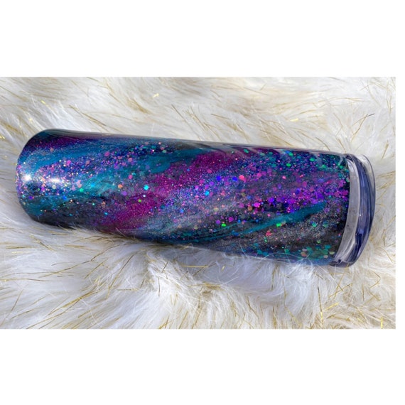 Glitter Swirl Tumbler, Epoxy Sealed CUP, Custom Marble Tumbler, Blue Opal  Milky Way Glitter Tumbler, Custom Travel Mug 