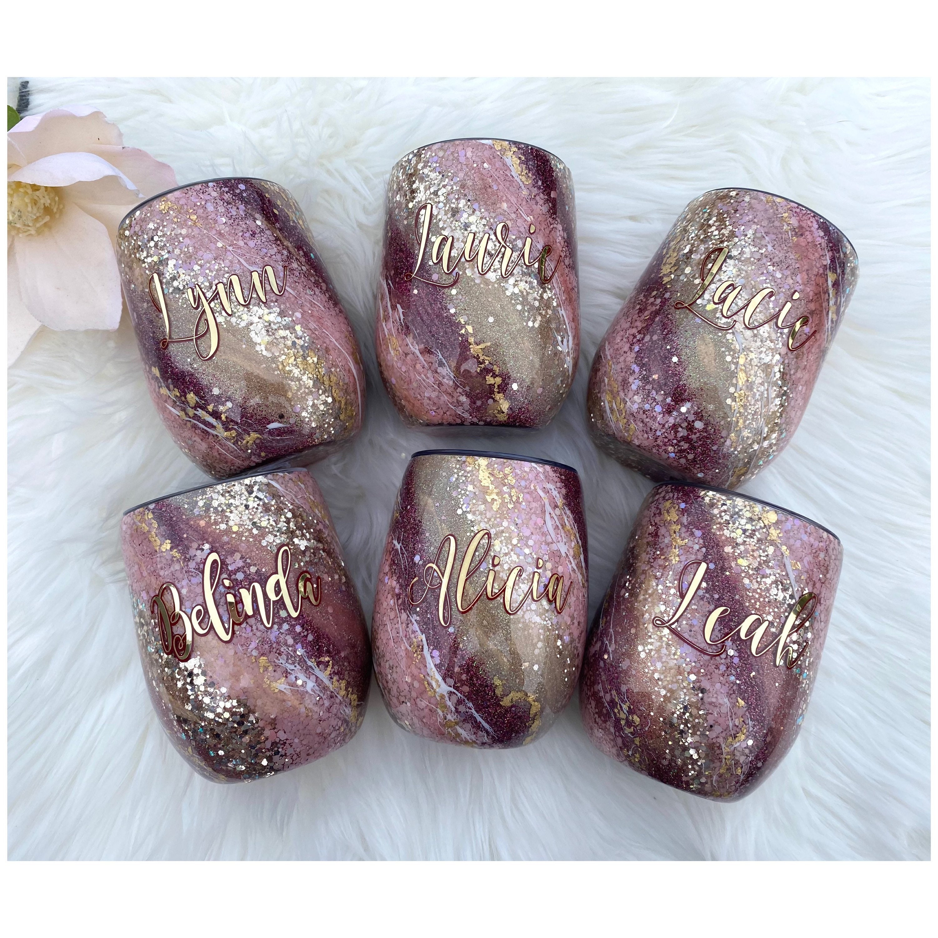 Rose Gold Glitter Tumbler Blush Tumbler Burgundy Glitter - Etsy