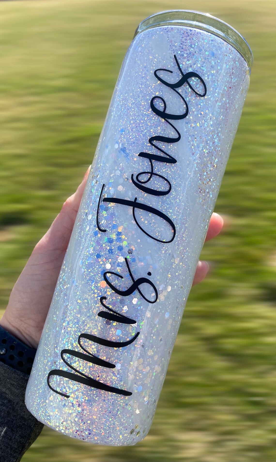 Glitter Swirl Tumbler White Glitter Tumbler Bride Sparkle Etsy