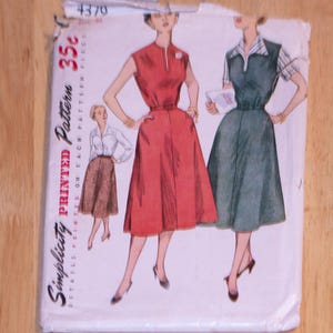 1950s Simplicity Dress, Jumper; Skirt; Dress Shirt Sewing Pattern 4379