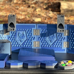 DM/GM Dragon Screen All-in-One Kit - Dice Tower, Battle Map, Combat Tracker, Dice Box, Miniature Storage, Dice Tray compact portable system