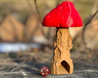 Mini Mushroom Dice Tower - Mushroom Themed Dice Tower for Tabletop RPG & Board Games (Dungeons and Dragons, Call of Cthulhu, Mork Borg)