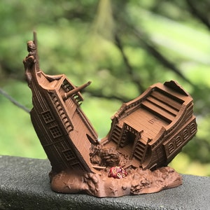 Pirate Ship Dice Tower - Dice Tower for Tabletop RPG and Board Games Like Dungeons and Dragons, Pathfinder, Call of Cthulhu, Mork Borg