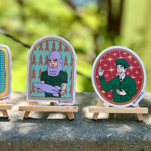 American Giants Sticker Set, Series 1 - 3 inch stickers of Gemini Giant, Texaco Big Friend, Carpet Viking, Hot Dog Man. Muffler Men Roadside