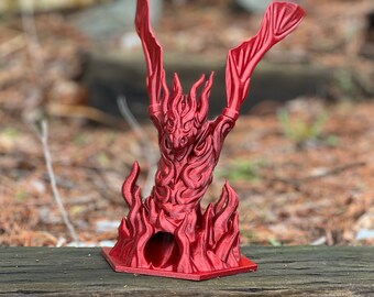 Fire Elemental Dice Tower - Elemental Themed Dice Tower for Tabletop RPG & Board Games (Dungeons and Dragons, Call of Cthulhu, Mork Borg)