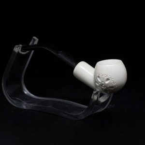 Smooth Floral Pattern Meerschaum Pipe, 100% Solid Block Meerschaum, Unsmoked Meerschaum Pipe