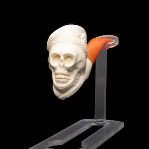 Hand-Carved Skull Meerschaum Pipe, The Best Block Meerschaum, Unsmoked Pipe