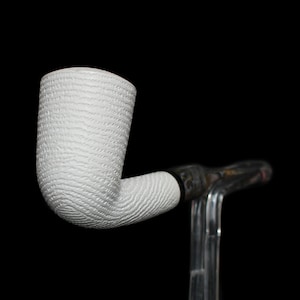 Large Bowl Rusticated Meerschaum Pipe, Straight Stem Meerschaum Pipe, 100% Solid Block Meerschaum, Unsmoked Meerschaum Pipe