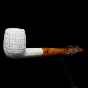 Lattice Billiard Meerschaum Pipe, Straight Stem Lattice, The Best Block Meerschaum, Unsmoked Meerschaum