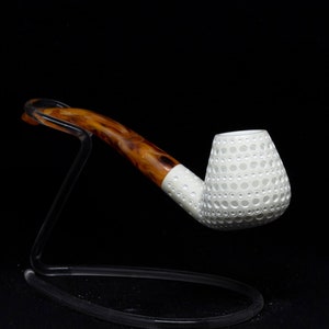 Lattice Bent Stem Meerschaum, Classic Lattice, The Best Block Meerschaum, Unsmoked Meerschaum