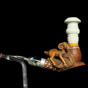 Brown Goat Cigar Holder, Straight Stem Meerschaum Cigar Holder, Unsmoked Meerschaum Cigarette Holder, The Best Block Meerschaum