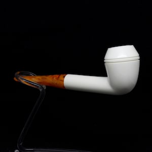Smooth Bulldog Pipe, Straight Stem Meerschaum Pipe, Hand-Carved Block Meerschaum, Unsmoked Meerschaum