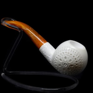 Lattice Classic Meerschaum Pipe, Hand Carved Block Meerschaum, Unsmoked Meerschaum
