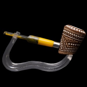 Gitter-Freihand-Meerschaumpfeife mit geradem Stiel, ungeräucherte Meerschaumpfeife, der beste Block-Meerschaum