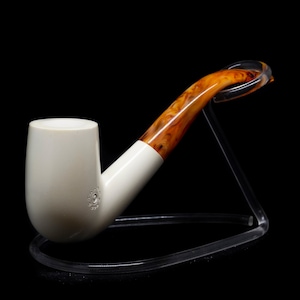 Smooth Floral Pattern Meerschaum Pipe, 100% Solid Block Meerschaum, Unsmoked Meerschaum Pipe