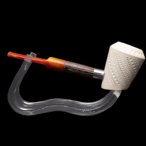 Lattice Freehand Straight Stem Meerschaum Pipe, Unsmoked Meerschaum Pipe, The Best Block Meerschaum