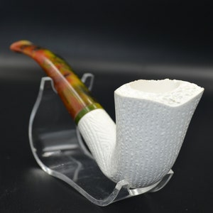 Freehand Dublin Pipe, Half Bent Stem Meerschaum Pipe, 100% Solid Block Meerschaum, Unsmoked Meerschaum Pipe, Classical Pipe