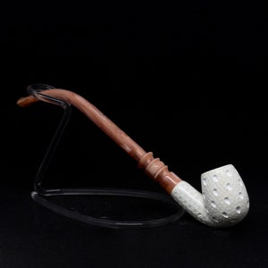 Churchwarden Meerschaum Pipe, Full Bent Stem Pipe, Long Stem Pipe, 100% Solid Block Meerschaum, Unsmoked Meerschaum Pipe