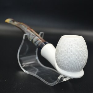 Lattice Golf Pipe, Meerschaum Pipe, Classic Lattice, Block Meerschaum, Unsmoked Meerschaum, Hand-Carved Pipe