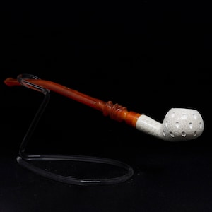 Churchwarden Meerschaum Pfeife, lange Stielpfeife, 100% massiver Block Meerschaum, ungerauchte Meerschaum Pfeife