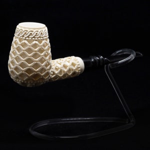 Deep Lattice Straight Stem Meerschaum Pipe, The Best Block Meerschaum, Unsmoked Meerschaum